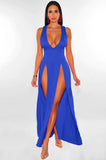 Summer Long Deep V Split Multi-color