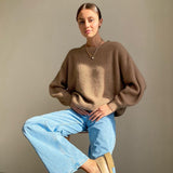 And Winter Ins Style Imitation Marince Sweater Women Lazy Style Temperament Loose Ultra-Soft Knitted Tops
