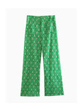 2023 Women Summer Straight Pants Fashion Print Buttons Pockets Female Elegant Street Thin Pant Trousers Clothing-Outfit