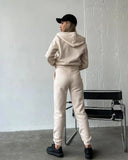 Autumn And Winter Plus Velvet Long-Sleeved Hooded Long-Sleeved Lady's Trousers