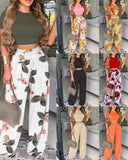 Independent Station Popular Style Summer New Women's Wear Two-Piece Set Of Printed Vest Trousers Children-Outfit