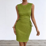 Spring/Summer New Print Sleeveless Elegance Elegance Open-Fork With Dress