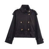 Women's Clothing 2025 Spring And Autumn Collar With Belt Buckle Dress Short Wind Coat Women