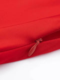 Pleated Stain Midi Skirt Women Fashion High Waist Side Zipper Long Skirts Spring Summer Chic Office Lady Red Outfits-Outfit
