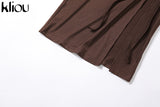 Kliou Draw String Maxi Dress Women Sexy Slash Neck Backless Bodycon Vestido Hot Female Body-shaping Streetwear Summer