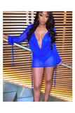Deep V-Neck Long Sleeve Top See ThroughTwo Piece Skirt Set 928-0-Outfit