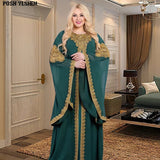 Piece Set Dress African Dresses for Women 2023 Traditional Gold Embroidery Clothing Islam Kaftan Abaya Musulman Robe Femme-Outfit