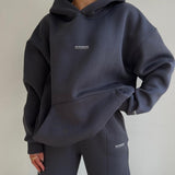 2025 New Casual Plus Velvet Long-Sleeved Hooded Hooded Trousers Set For