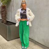 2021 Velvet Wide Leg Pants Loose Autumn Winter Clothes Women Sweatpants Fashion Bottoms Streetwear Casual