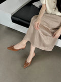 Woherb New Fall 2024 Dress With Low Heel Bow And Half