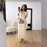 2025 Long-Sleeved Dress With Slim Skinny Knitted Long-Sleeved