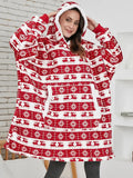 Print Hoodie Sweatshirt Women Fleece Christmas Oversized Hoodies Giant TV Blanket With Sleeves Loose Pullover Xmas