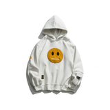 Zipper Pocket Smile Face Patchwork Fleece Hoodies Sweatshirts Streetwear Mens Hip Hop Casual Pullover Hooded Male
