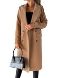 Women's Spring 2025 New Coat With Hair, Coat Solid Long-Sleeved Double-Buttoned