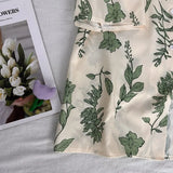 Women Turn Down Collar Short Sleeve Blouse College wind Leaf Print Shirts Summer Casual Office Button Vintage Shirt Tops-Outfit