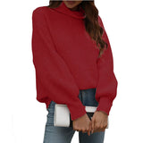 Solid-Color Knitted Shirt Women's High-Collar Women's New High-Collar Sweater In Autumn And Winter