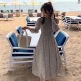 2021 Spring Chic Korea Fenimine Vestidos Women Fashion Bohemian Style Holiday Date Girls Floral Print Chiffon Long Maxi