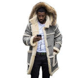 Men's Bag Youth Solid Color Splicing Casual Repair Hooded Winter