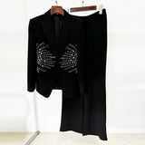 Star Fashion New Heavy Industry Nails Studded With A Buckle Suit Trousers Set Two