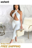 Black White Halter Cut Out Jumpsuit Women Summer 2023 Romper One Piece-Outfit