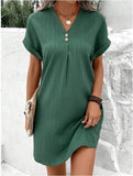 Women's 2025 New V-Neck Solid Color Jacket Comfortable Casual Button