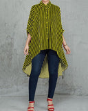 Button Comfortable Versatile Loose Striped