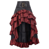 Women's New Wish Retro Solid Color Before The Short And After The Long Irregular Splicing Lotus Leaf Side High-Waisted Splicing Cake