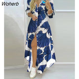 Women Casual Shirt Dress Fashion Printing Loose Button Shirt Irregular Maix Dress For Women-Outfit