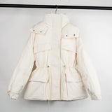 Large Natural Raccoon Fur Hooded Winter Jacket 90% White Duck Down Coat Women Puffer Fluffy Parkas With Belt Snow