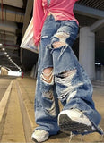 industry American retro streetwear multi-pocket design gradient washed couple loose and versatile cargo pants jeans
