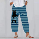 Cute Cartoon Print Women's Pants 2021 Spring Casual Elastic Waist Trousers Oversize Loose Beach Wide Leg Pants Plus Size