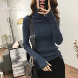 New Slim Turtleneck Women Sweater Long Sleeve Pullover Knitting Female