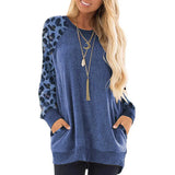 / Winter 2023 Round Collar Color Pocket Hoodie Sweatshirt Long-Sleeved Casual T-Shirt Women-Outfit