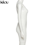 Kliou Cotton Sleeveless V-Neck Women Dress Elastic Fitness Fashion Solid White Skinny Bodycon Mini Dresses Streetwear