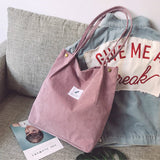 Bags for Women 2022 Corduroy Snap Button Shoulder Bag Large Capacity Reusable Shopping Bag Literary Buckle Tote Female