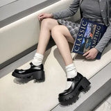 Shoes Vintage Round Toe Ankle-Strap Platform Leather Shoes Japanese Style Lolita Shoes College Student Mary Jane Shoes
