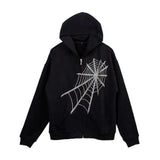 Graphic Print Hoodies Autumn Hooded Zipper Ribbon Women Sweatshirt Streetwear Goth Black Oversized Couple Jacket