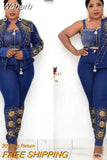 Piece Set African Clothes for Women Tracksuit Dashiki Diamonds Blazer Bra Pants Suits Famous Bazin Jogging Vetement Femme 2023-Outfit
