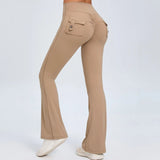 Woherb Peach Lift Hip Yoga Bell Pants Fitness Exercise Wide Leg Micro Pants High Waist Quick Dry-Outfit