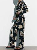 2023 Women Summer Straight Pants Vintage Fashion Print Buttons Pockets Female Elegant Street Thin Pant Trousers Clothing-Outfit