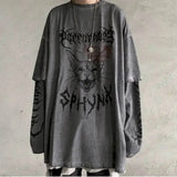 Cross of Thorns fake two-piece for men women long-sleeved dark hip-hop loose large size autumn new trend top