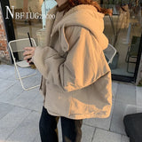 Side Can Wear Women Coat 2020 Winter Korean Loose Lining With Fluff Hooded Female