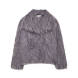 Autumn New Women's Temperament Collar Artificial Leather Effect Short Coat