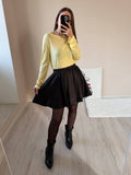 Spring And Summer New Linden Skirt Y2k Elegant Bright Face Folding Tuk Tuk Tuks Half-Dress Skirt In