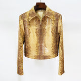 New Star Fashion Snake Leather Leather Jacket Jacket Horn