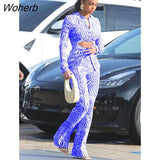 Women Zebra Striped Wide Leg Pants Suit and Long Sleeve Cutout Front T-shirt Female Autumn Winter Two 2 Piece Set Outfit-Outfit