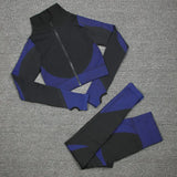 Piece Set Tracksuit Women Zipper Workout Long-sleeve Crop Top Tight Leggings Women Fitness Seamless