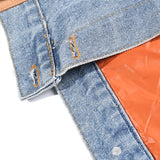 Winter Casual Denim Patch Ruched Long Sleeve Padded