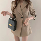 Shoulder Loose Thin Black Small Suit Jacket Woman 2025 New Korean Long-Sleeved Suit