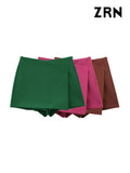 Shorts Skirts for Women, High Waist, Side Zipper, Female Skort, Chic Fashion-Outfit